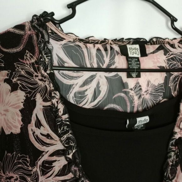⭐ Studio 1940 Open Front 2 pc Lightweight Cardigan Set Floral Women Plus 26/28W - Picture 6 of 10